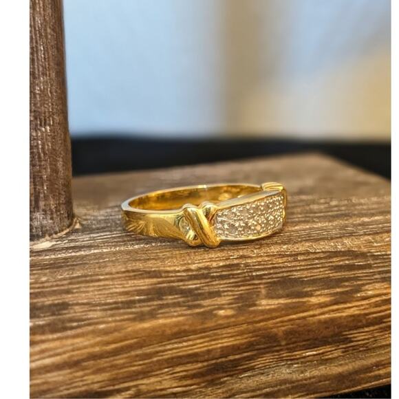 925 Yellow Tone X Possible Diamond Band Ring Size 10 - Picture 2 of 8